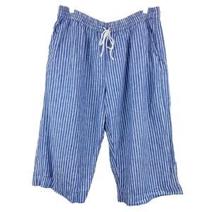 BeachLunchLounge Linen Blend Striped Casual Pants Womens Sz XL Crop Beach Travel